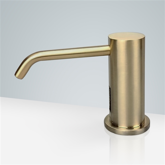 Fontana Brushed Gold Automatic Touchless Soap Dispenser - Deck Mounted Commercial Liquid Foam Soap Dispenser